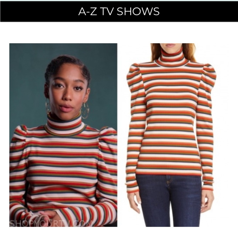 Veronica Beard Multicolor Striped Turtleneck Swea… - image 3